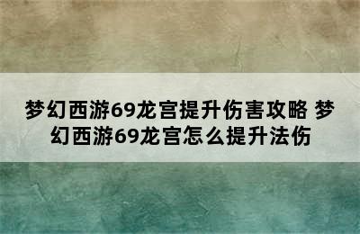 梦幻西游69龙宫提升伤害攻略 梦幻西游69龙宫怎么提升法伤